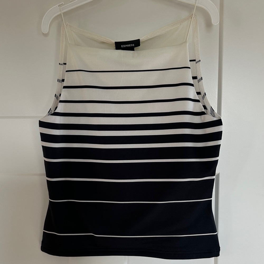 Express Women's Striped Tank Top in Black and White